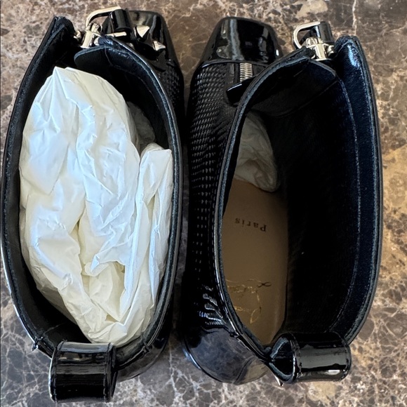 Christian Louboutin kimi 55mm black patent block heel zip boot bootie sz 38.5 - Picture 7 of 11